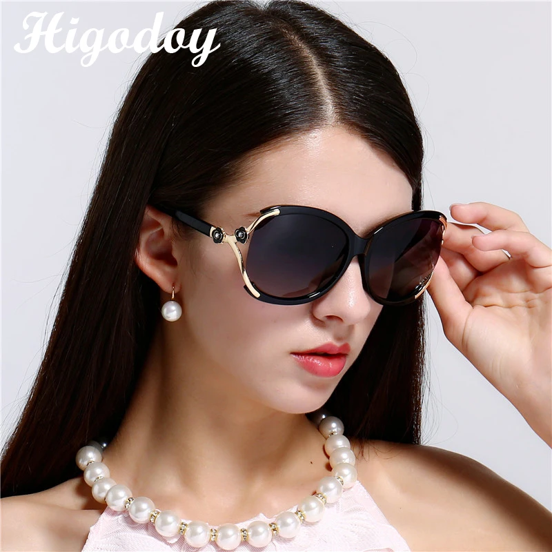 Higodoy Ретро стиль негабаритные металлические женские солнцезащитные очки