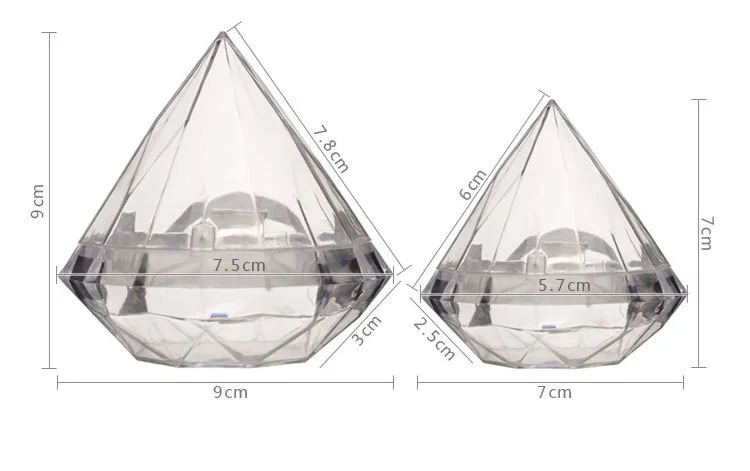 7*7 см прозрачная коробка для конфет в форме бриллианта пластиковая свадебной