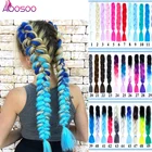 AOOSOO, плетеные волосы с эффектом омбре, канекалон, синтетические волосы, вязаные крючком, светлые, розовые, синие, серые, волосы для наращивания, афроамериканские, 24 дюйма