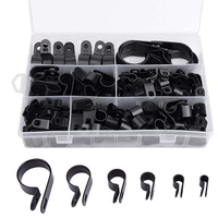200pcs r type p type cable clamps plastic nylon wire clip assortment kit hardware tools cable clip buckle clips ties