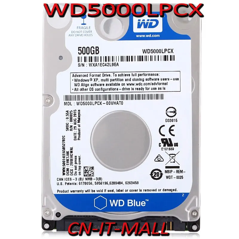 

2.5 WD5000LPCX Blue 500GB SATA 5400RPM 16MB SATA 2.5" Hard Drive