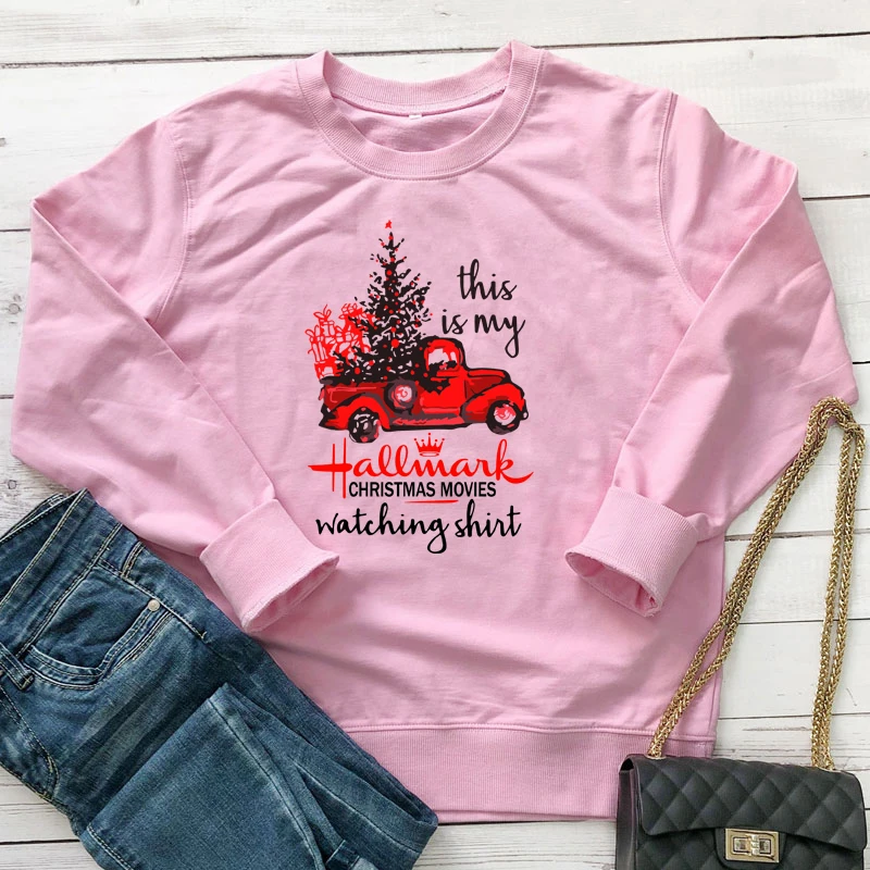 

Colored This is My Christmas Movies Sweatshirt 100% Cotton Merry Christmas Graphic Jumper Art Pullover Winter Holiday Sweatshirt