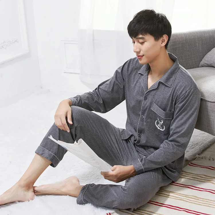 Мужская двусторонняя Пижама LYun корейский Свободный дышащий хлопковый кардиган