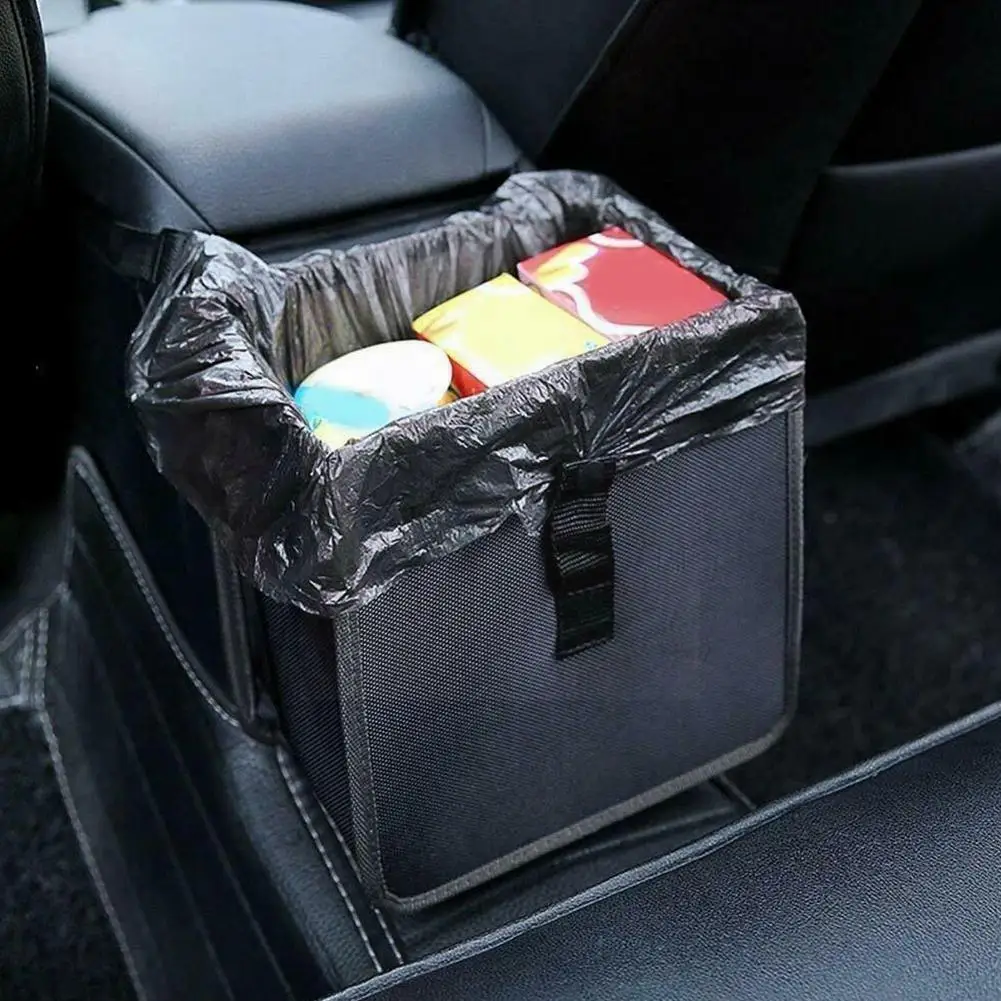 

Folded Leakproof Car Garbage Organizer Trash Bin Bag Hanging Proof Pocket Leak Bag Foldable Trash Lid Traveling Cover Porta A2T1