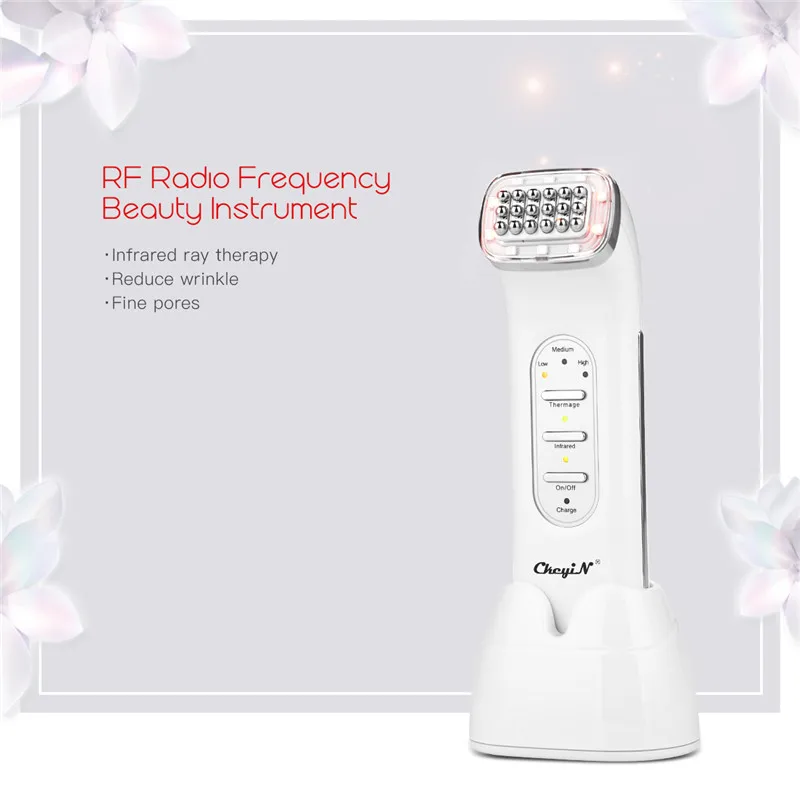 

CkeyiN Radio Frequency Remover Wrinkle EMS Face Skin Care Beauty Rejuvenation LED Infrared Light Photon Heating Therapy Massager