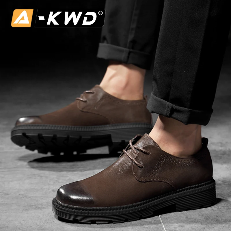 Модные мужские туфли черного и коричневого цвета повседневная кожаная обувь для