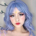 HOUYAN короткие волнистые вьющиеся волосы боб челка парик синтетический женский розовый градиент синий парик Вечерние