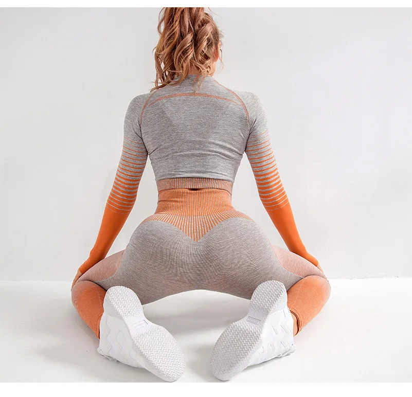 Комплект из 2 предметов женские бесшовные комплекты для йоги спортивная одежда с