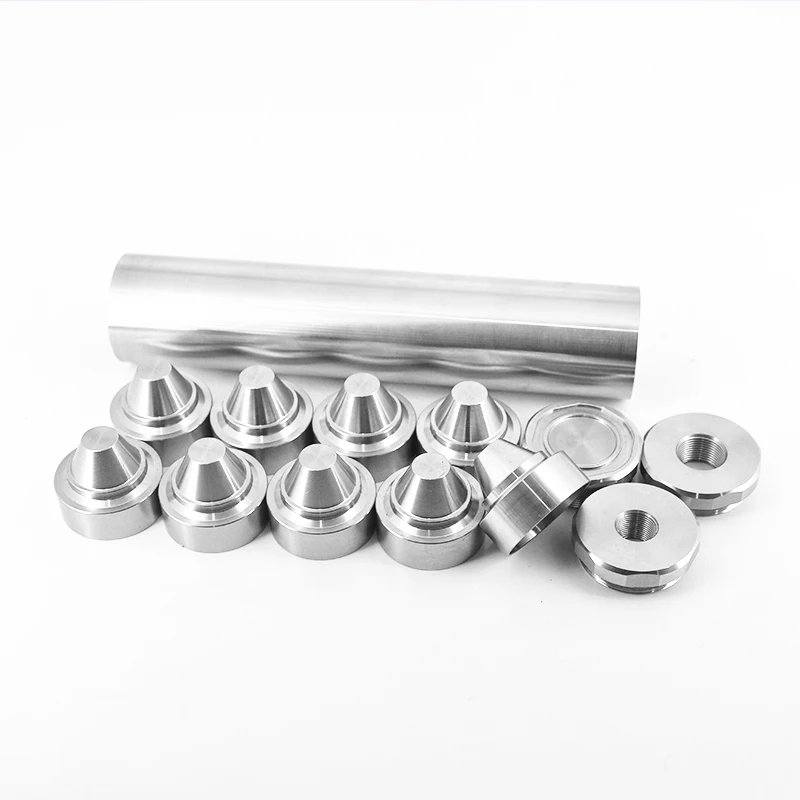 

17-4 Stainless Steel 1.375x24 Thread 1/2x28+5/8x24, 9x Skirted Cone Cups 7.8''L 1.5" OD Solvent Trap Fuel Filter Built in Spacer