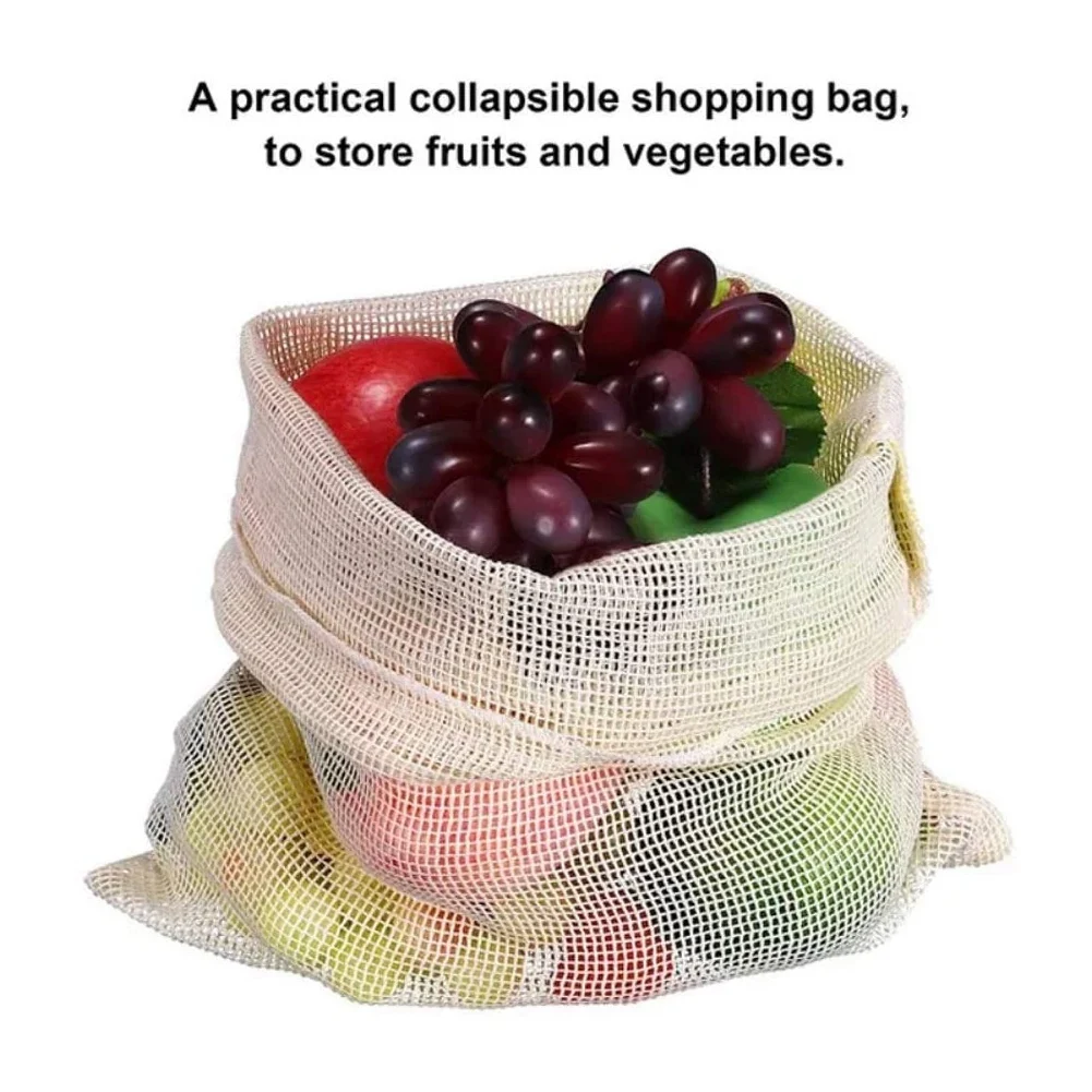 Hot 9 PCS Set of Reusable Mesh Produce Bags for Grocery Vegetable Fresh Storage Cotton | Дом и сад