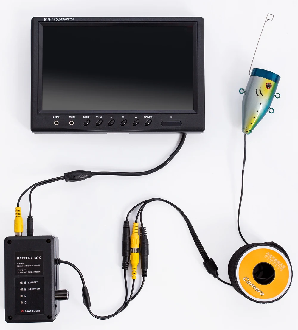 Цена Подводная рыболовная камера WF09, 9 дюймов, 50 м, белая лампа, рыбопоисковый прибор для подледной и морской рыбалки