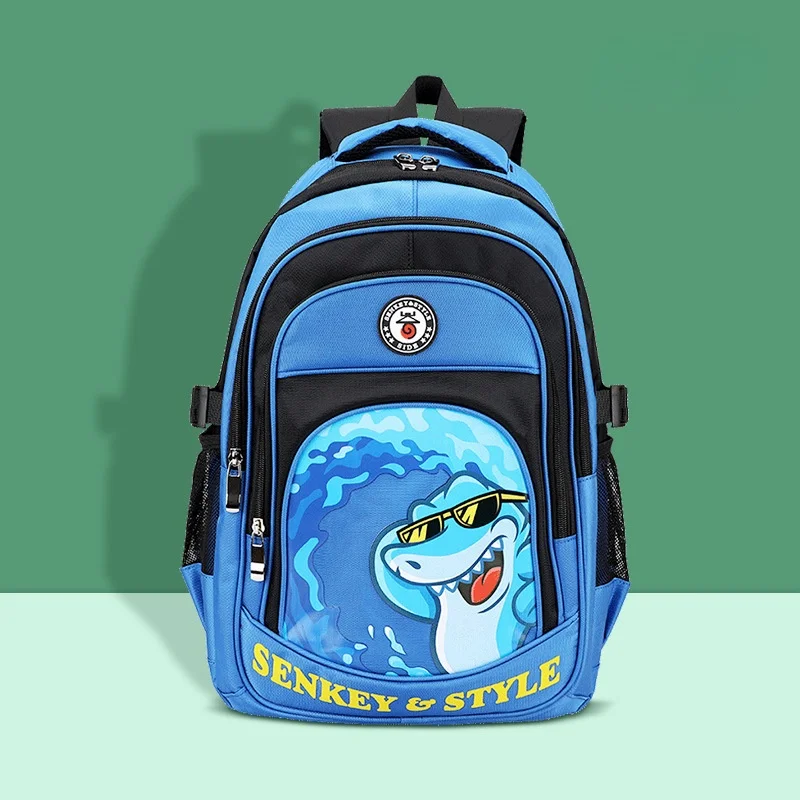 

Emarald Korean Version Of Children'S Schoolbag Cartoon Backpack Printing Blue Crocodile Surfing Elementary School Schoolbag