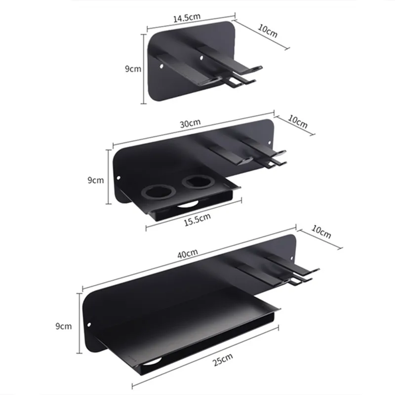 

Hairdryer Shelf Black Wall Mount Hairdryer Holder Storage Rack Bathroom Shelf for Dyson Supersonic Hair Dryer Drier Organize