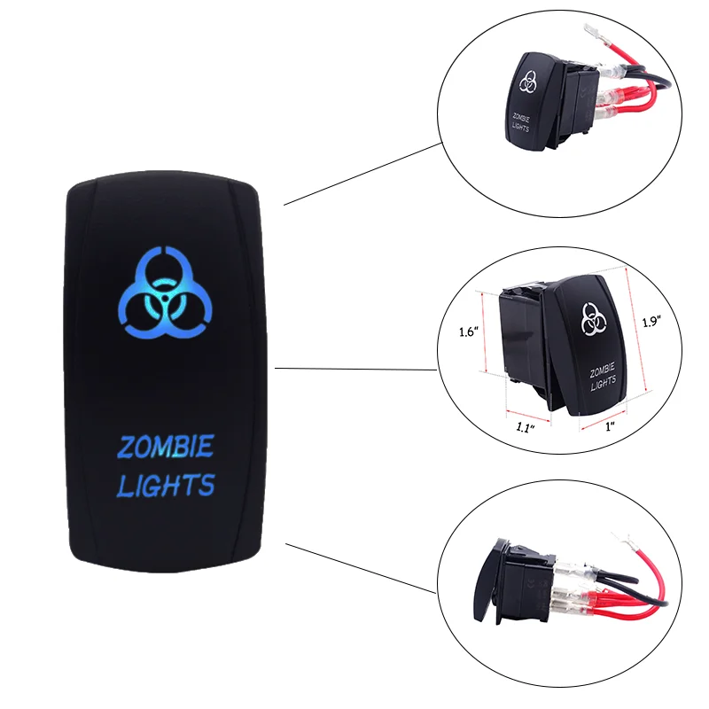 

1 PC 12V 20A Push Rocker Toggle 5Pin Blue LED Light Switch For UTV Polaris RZR Boat Yamaha Can-AM Maverick Car Light Switch