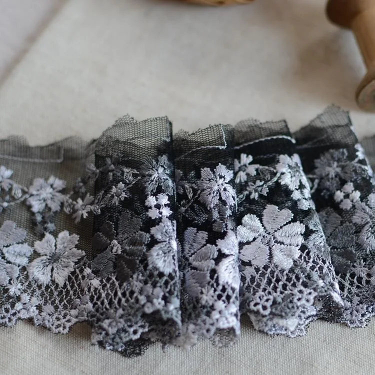 3Метровая ширина 8см черная и кофейная сетчатая вышивка кружевная отделка ленты для одежды, ободок, свадебный подарок, аксессуары DIY SC527.