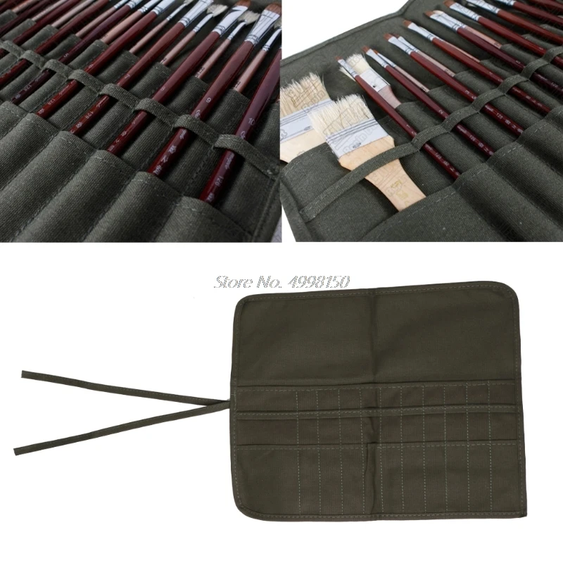 

Brush Bag Artist Watercolor Draw Pen Oil Paint Roll Up Canvas Cases Holder Pouch Dropship