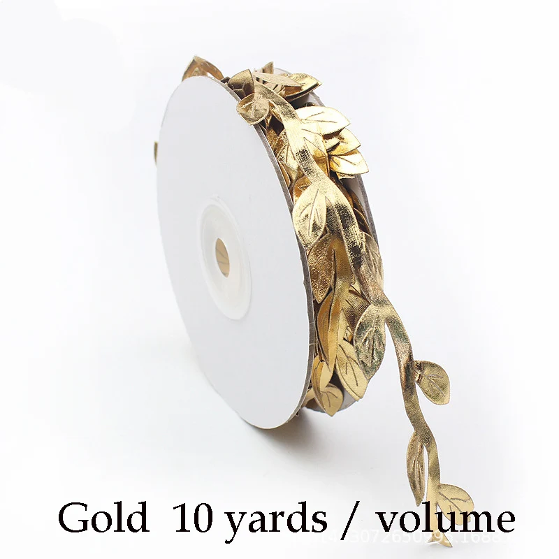 10 yard gold 10 ярдов Ткань Зеленый Искусственный лист листья лоза Свадебные украшения DIY ВЕНОК природа поддельные гирлянда из цветов домашний декор - Цвет: 10 yard gold