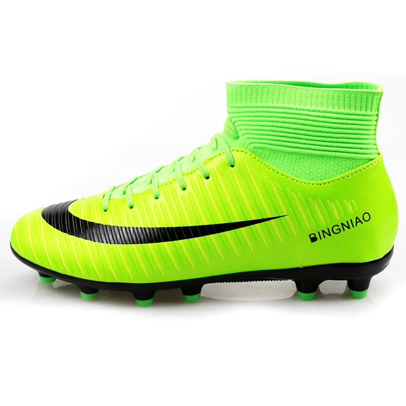 green long spikes Сверхтонкие мужские футбольные бутсы, футбольные бутсы для тренировок в помещении, футбольные бутсы, футбольные бутсы для мальчиков, футбольные бутсы для футбола Chuteira Futebol - Цвет: green long spikes