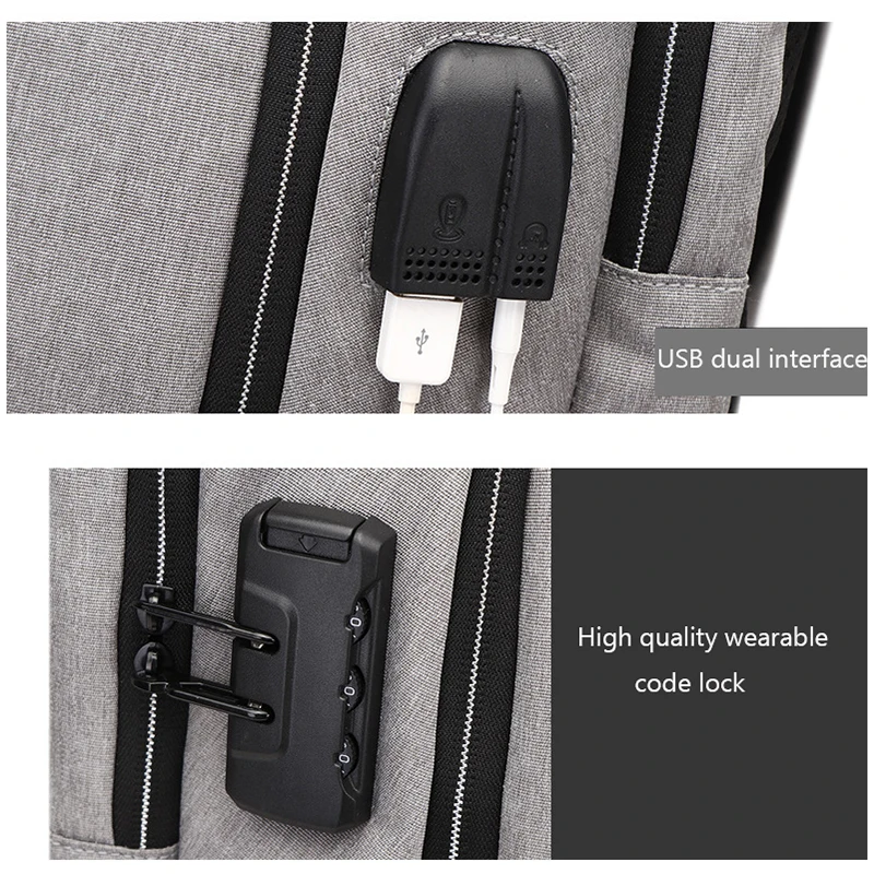 Дорожный рюкзак для ноутбука 17/15 6 дюймов с защитой от кражи USB-портом зарядки