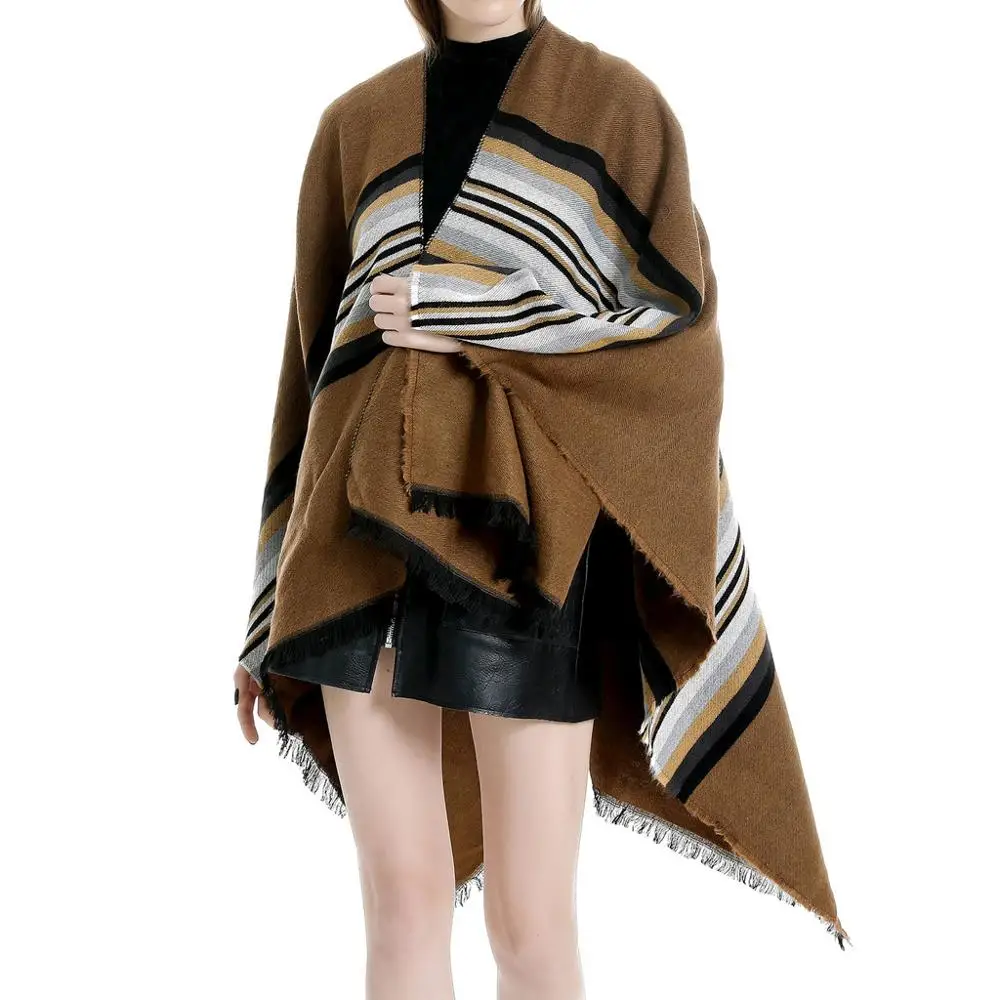 Зимняя накидка для женщин мягкий кашемировый кардиган с принтом шаль пальто