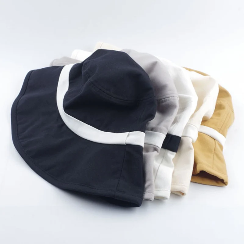 

Spring Summer Women Double-sided Cotton Color matching Sun Hat Elegant Wide Brim Foldable Anti-UV Floppy Beach Hats Flat Caps 20