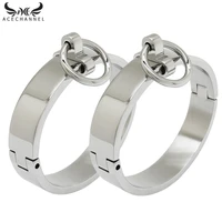polished stainless steel lockable slave wrist and ankle cuffs bondage restraints bracelet with removable o ring