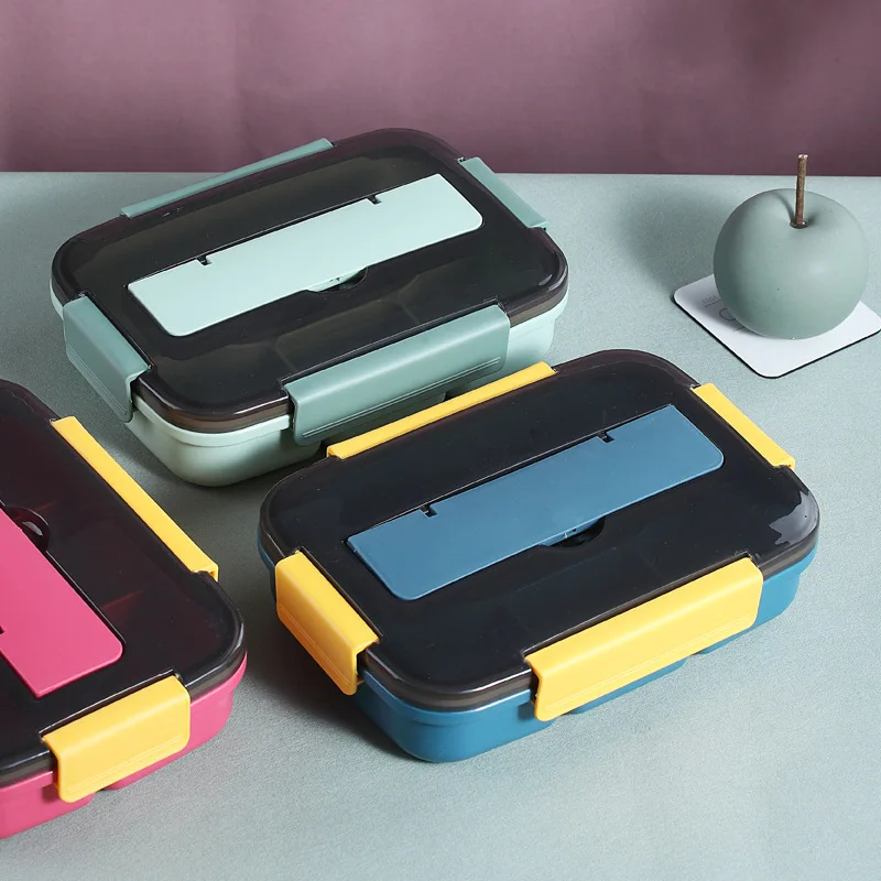 4 решетки Bento Box Office Переносной свежехранящий контейнер для еды японского детского питания с большой термоизоляционной емкостью хранения.