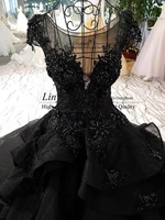new arrival luxury ball gown black wedding dresses gothic court vintage non white bridal wed gowns pricness long train beaded