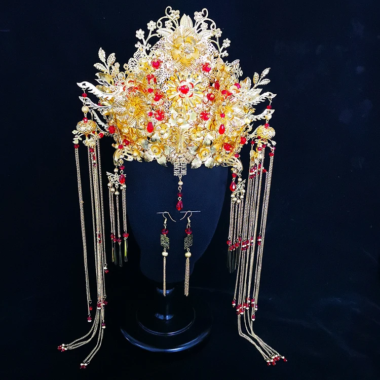 HIMSTORY винтажный китайский стиль золотая корона для волос традиционный свадебный