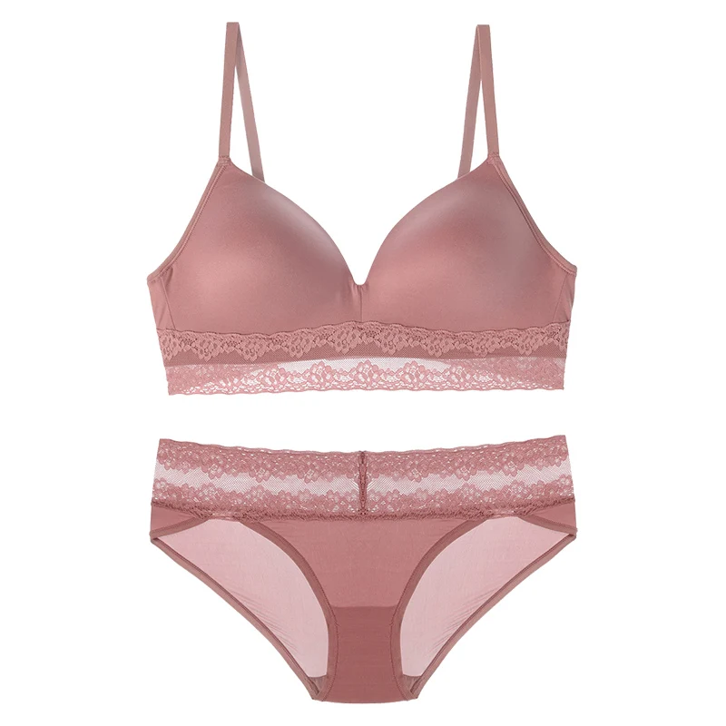 Комплект женского Бесшовного нижнего белья из мягкого гладкого кружевного