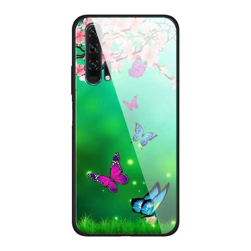 

Green leaves Phone Case For Huawei Mate 9 10 lite 20Pro&Tempered Glass Back Cover For Honor 7A 8X 9 10 V10