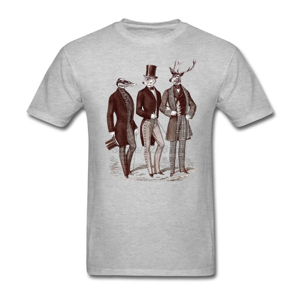 Мужская футболка с принтами животных в одежде футболки джентльменом лесу для