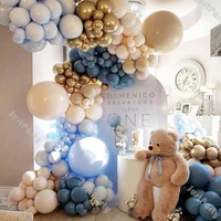 198pcs doubled cream peach balloon garland birthday decoration dark marine blue balloon arch baby shower diy wedding party decor