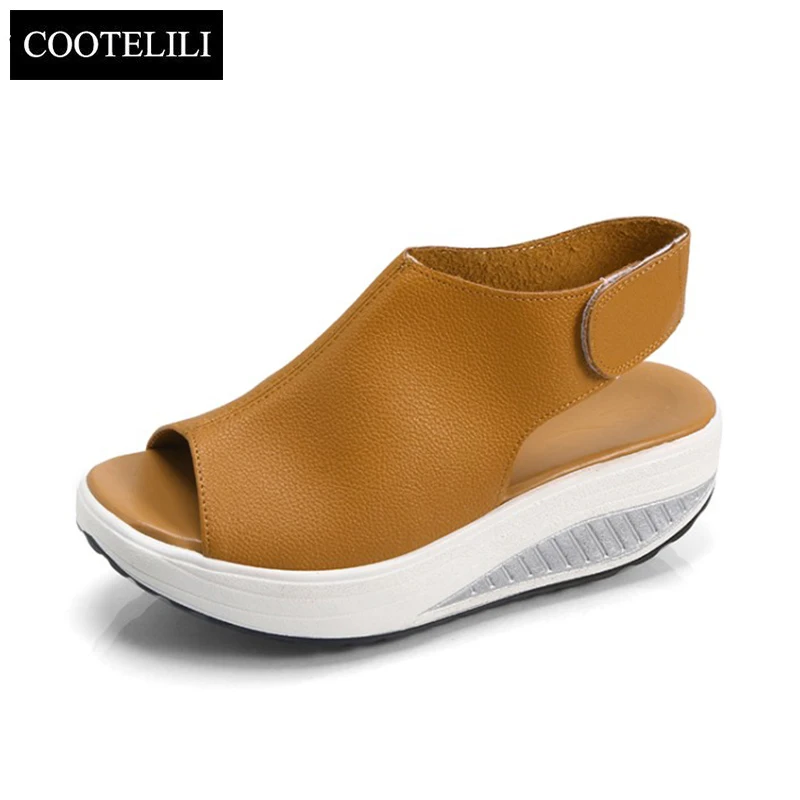 

Leather Wedges Sandals Women Platform Summer Shoes For Woman Casual Open Toe Sandles Women Shoes Sandalias Mujer