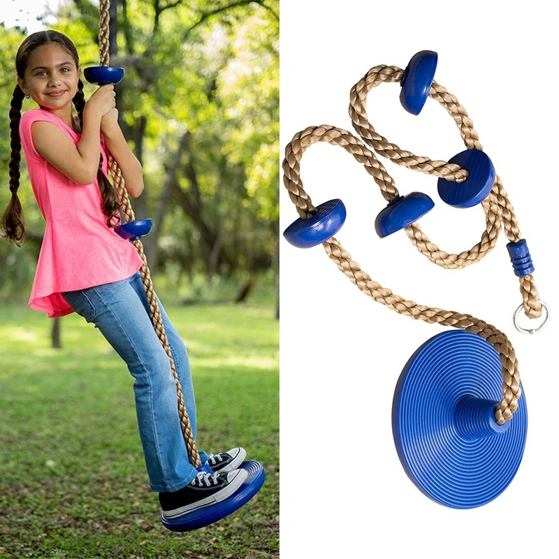 Climbing Rope Swing with Foot Holder Platform and Disc Seat Set for Kids Outdoor Tree Backyard Playground |
