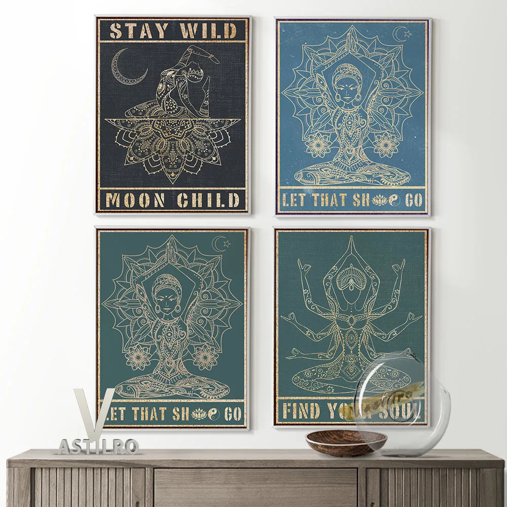 

Ashtanga Yoga Art Prints Retro Poster Meditation Namaste Canvas Painting Yoga Studio Fitness Room Wall Picture Modern Home Decor