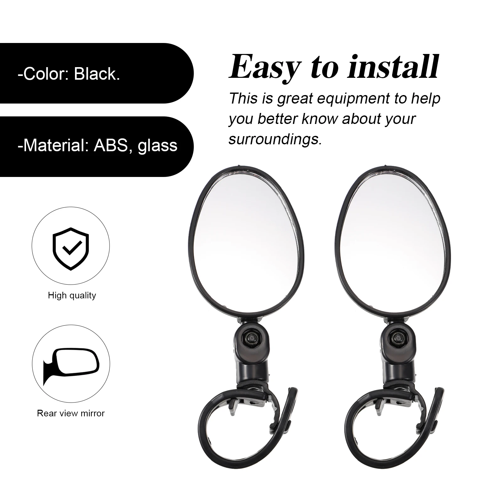 

2pcs Cycling Bike Mirrors Handlebar Safety Rear View Mirrors Bike Accessory