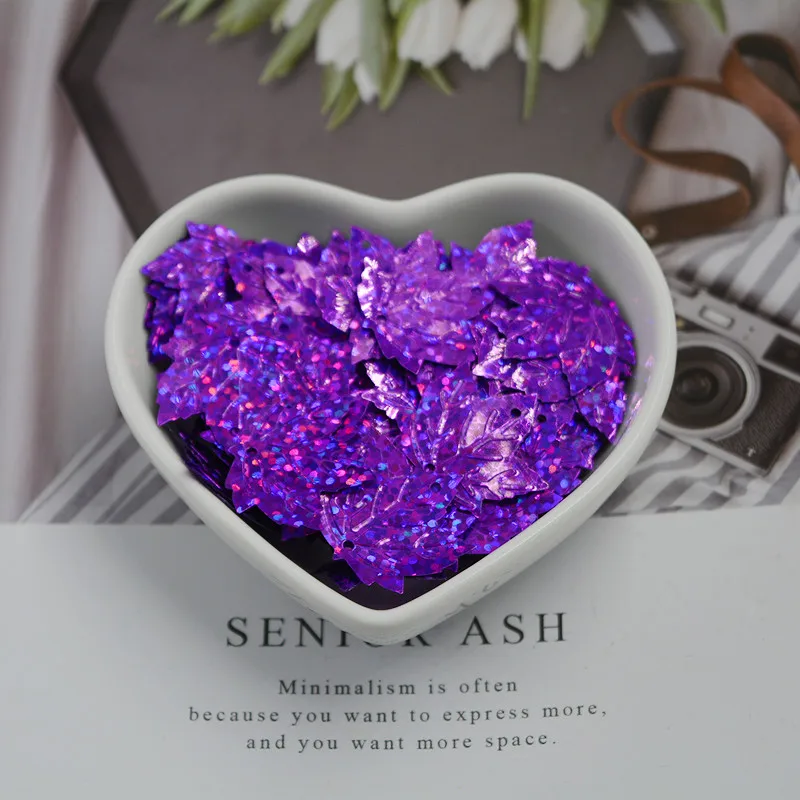 22 мм плоский кленовый лист пайетки с отверстием в центре для самостоятельного шитья аксессуаров, костюмов и ювелирных изделий из Южной Кореи 2021 новые.