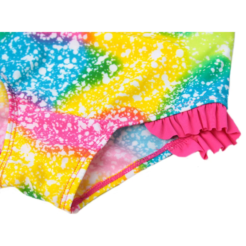 Слитный купальник для девочек 2 7 лет детская одежда плавания с красочным узором