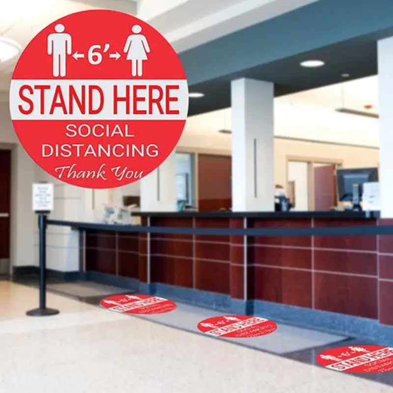 

Wait Here Stand Here Keep 6ft in Between Distance Marker Floor Decal for Social X5QC