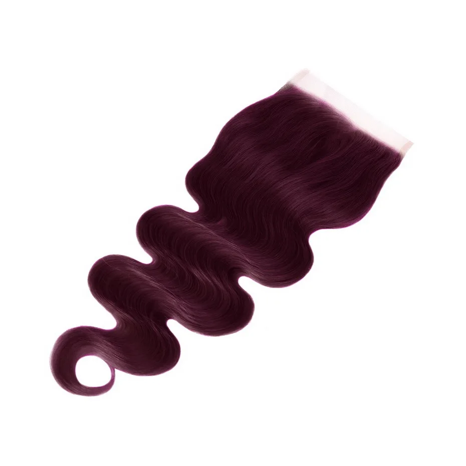 Бразильские волнистые волосы Stema 4 пучка с 4x4 закрытыми волосами # 99J человеческие