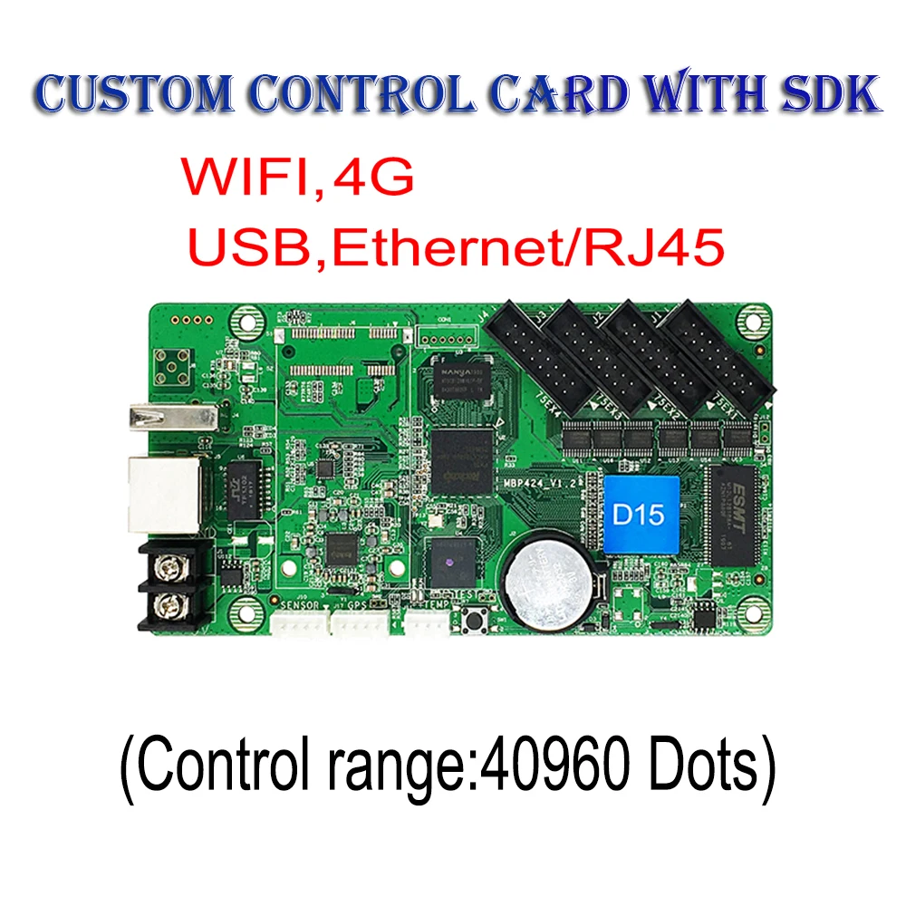 Small LED Display Controller HD-D15 With USB LAN RJ45 HUB75 Full Color LED Sign LED Screen Asynchronous Control Card With SDK