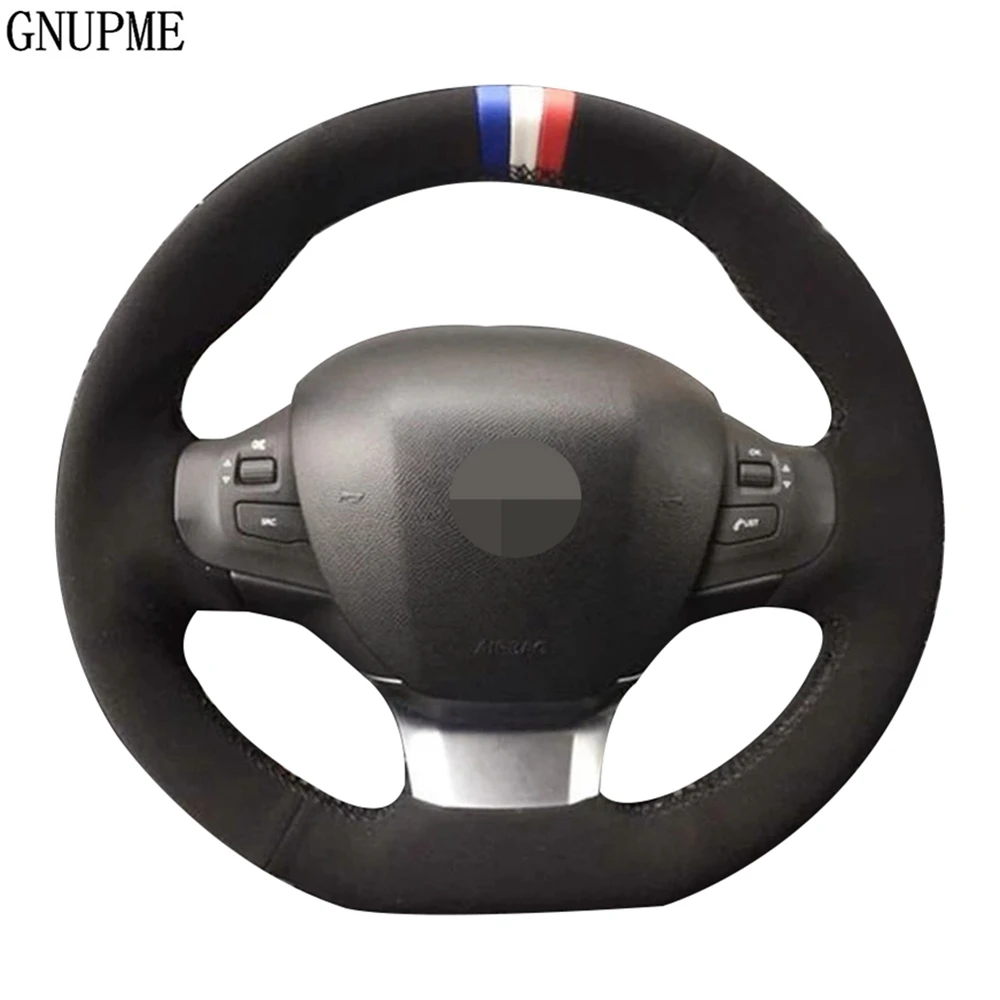 

DIY Car Steering Wheel Cover Anti-Slip Black Suede Car Steering Wheel Covers For Peugeot 308 2014 2015 2016 2017 2018 2019