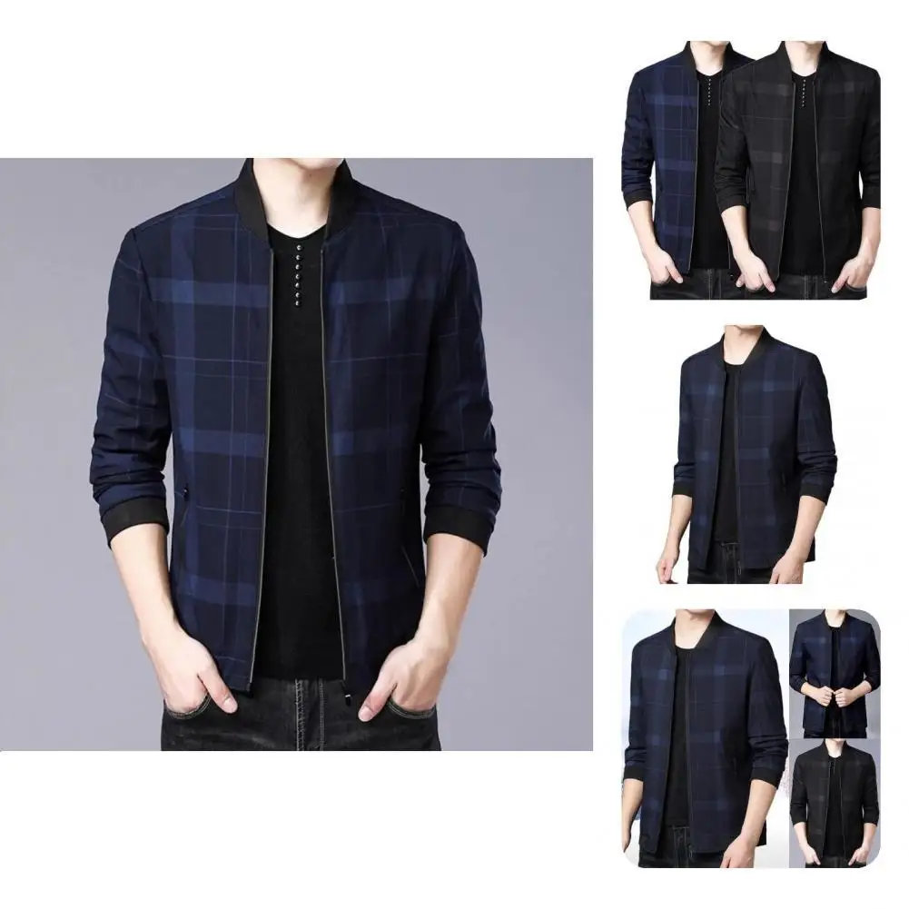 

Trendy Spring Coat Great Stitching Men Coat Wear-resistant Long Sleeve Casual Spring Coat