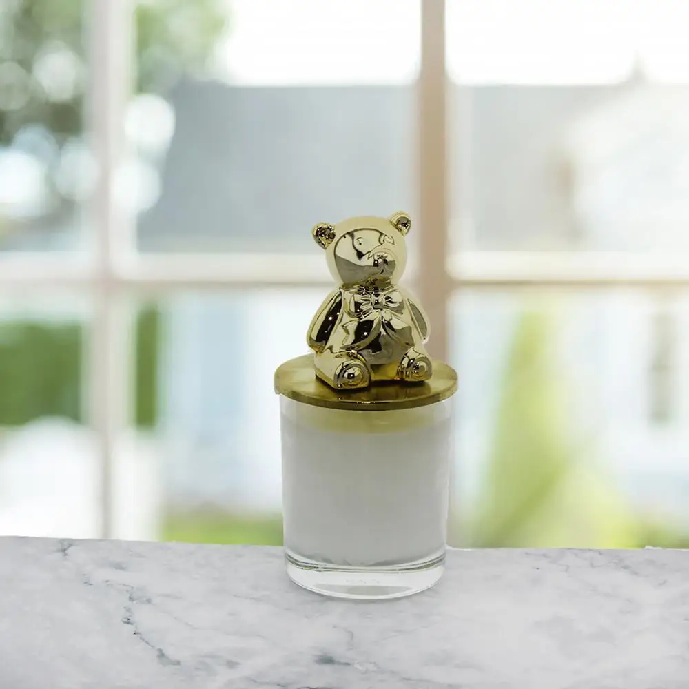 

6x15 см стеклянная свеча металлизированный плюшевый мишка с крышкой