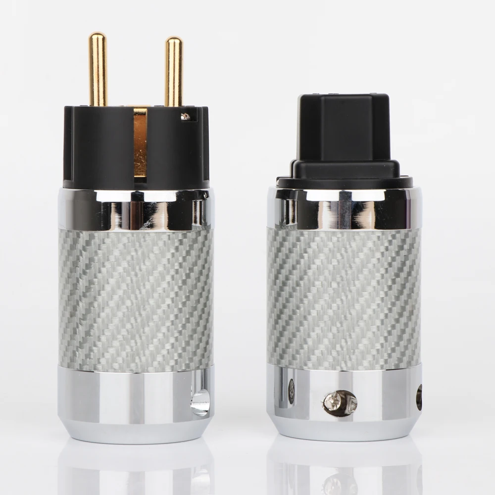 Белый высокое углеродное волокно позолоченный DIY AC мощность Электрический