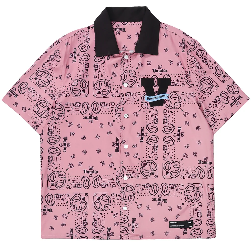 Aolamegs Мужская рубашка с коротким рукавом винтажная графика народный стиль топы