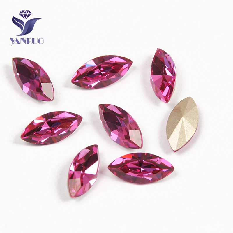 

YANRUO 4200 Navette Horse Eyes Fuchsia Glass Glass Rhinestoens Claws Strass Sew On Fancy Rhinestones Sewn Stones For Jewelry