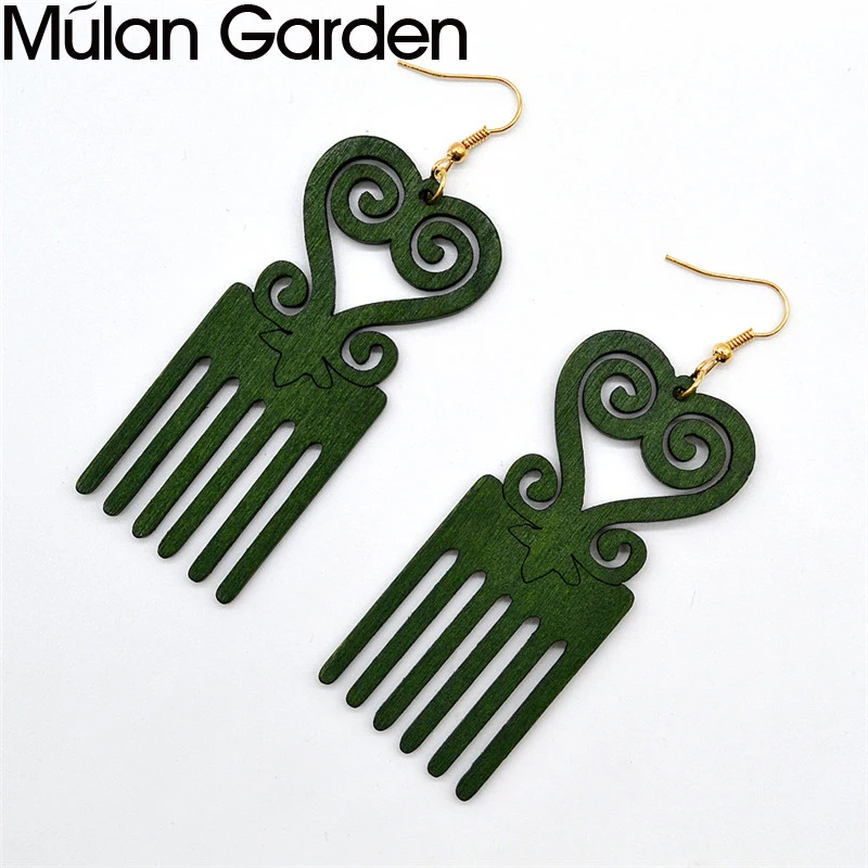 M &amp G серьга boho длинная деревянная подвеска в виде гребня винтажные африканские