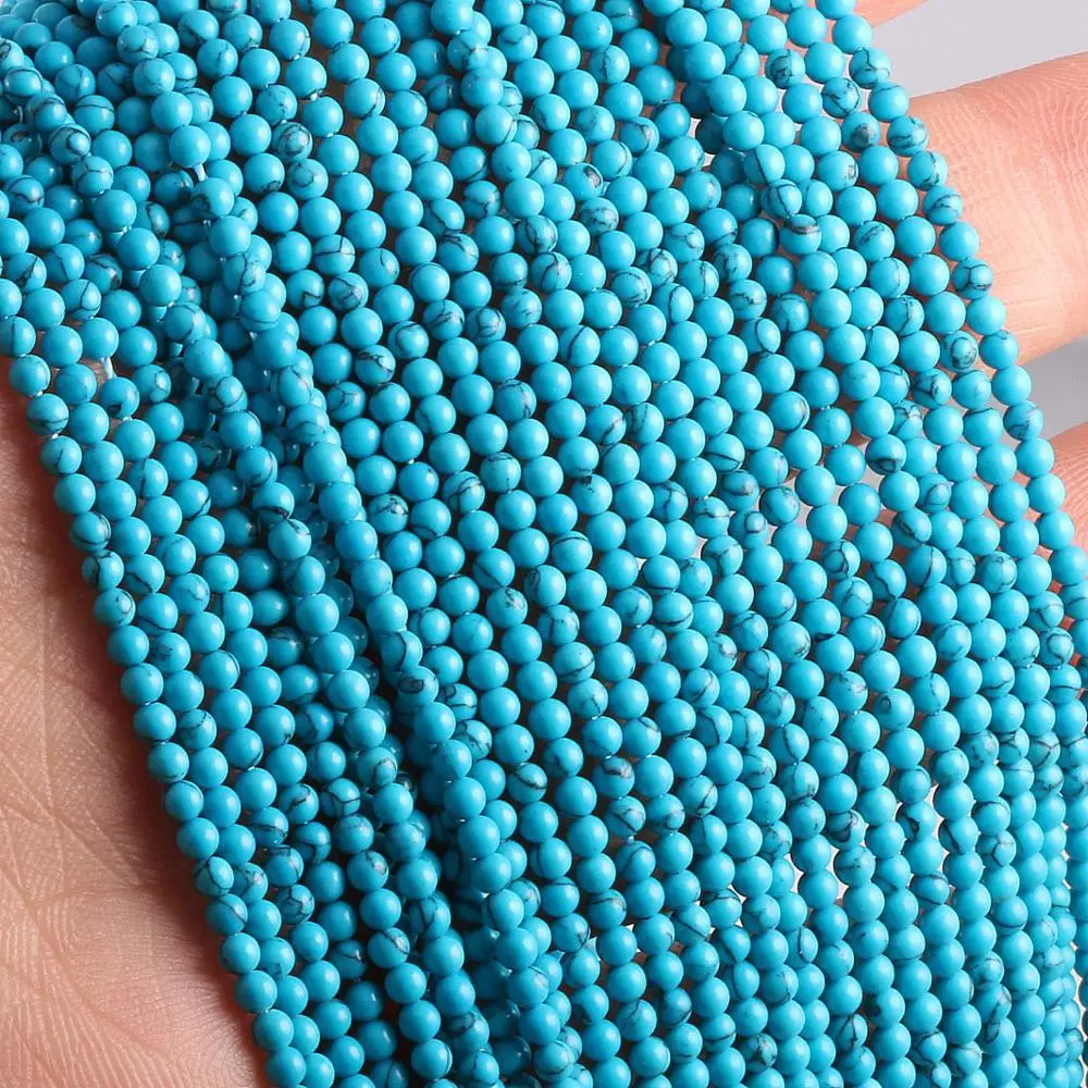 

Natural Stone Beaded Blue Turquoises Loose isolation Beads for Jewelry Making Beadwork DIY Necklace bracelet accessories 2mm 3mm